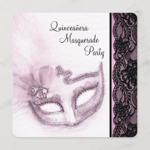 Invitation Jolie Quinceanera Rose Masquerade Party