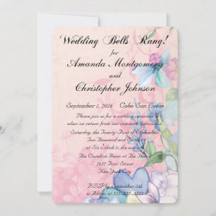 Invitation Jolie réception de mariage Fleur sauvage rose et b