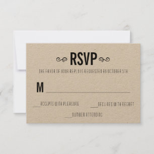 Invitation Jolie réponse de mariage Kraft rustique