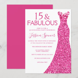 Invitation Jolie robe de Parties scintillant rose Quinceanera
