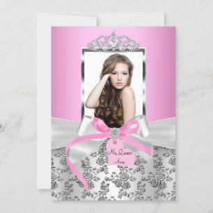 Invitation Jolie Rose Argenté Arc & Rose Photo Quinceanera
