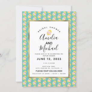 Invitation Jolie rose citron goutte à goutte Simple Baby Show