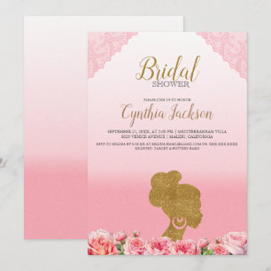 Invitation Jolie rose Fête des mariées de mariée afro-américa