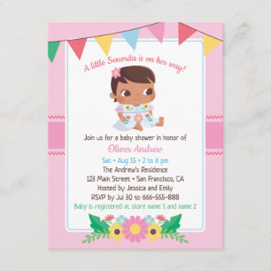 Invitation Jolie Señorita Fille Fête Florale Baby Shower