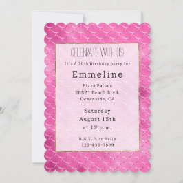 Invitation Jolie sirène rose fille