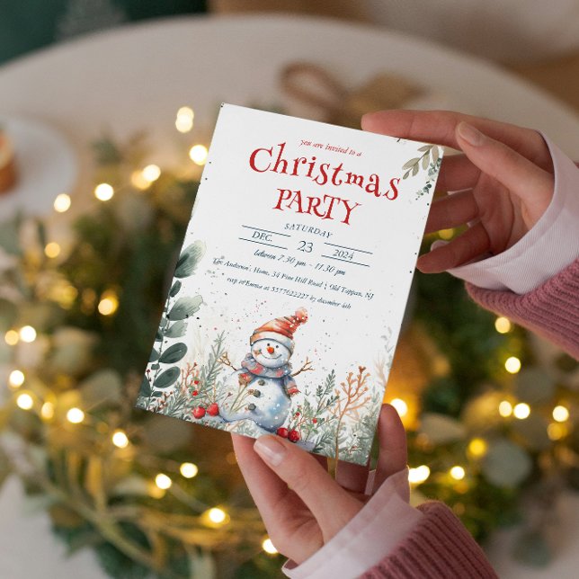 Invitation Jolie Snowman et fête de Noël en plein air d'hiver (Créateur téléchargé)