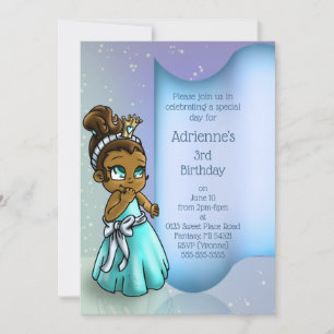 Invitation Jolie soirée d'anniversaire de la princesse afro-a
