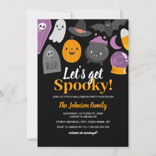 Invitation Jolie Soirée Halloween Drôle et Effrayante 