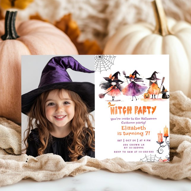 Invitation Jolie Sorcière fête Halloween Costume de fête phot (Créateur téléchargé)