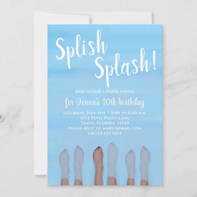Invitation Jolie Summer Beach Lake Ocean Girly Party (Devant)