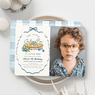 Invitation Jolie Tarte aux Myrtilles Bleue Photo Anniversaire