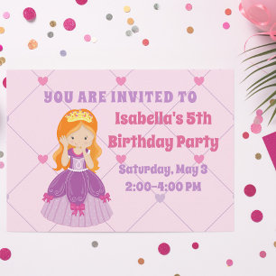Invitation Jolie tête rouge Princesse Filles Personnalisé Ann