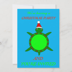 Invitation Jolie tortue de Noël avec coquille de fleurs perso