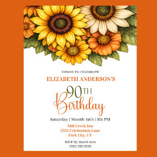 Invitation Jolie Tournesol 90e Anniversaire