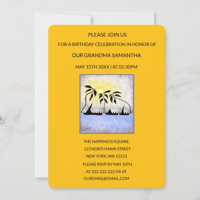 Invitation Jolie Tropical Summer Sunset Anniversaire (Devant)
