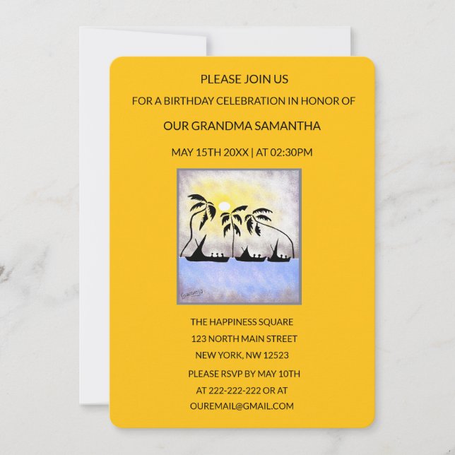 Invitation Jolie Tropical Summer Sunset Anniversaire (Devant)