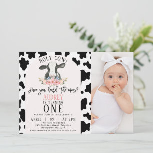 Invitation Jolie vache noire Imprimer Photo Holy Cow 1er Anni