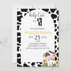 Invitation Jolie Vache Sainte Premier Anniversaire