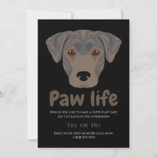 Invitation Jolie vie de fête de patte de chien chiot 