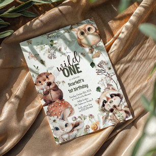 Invitation Jolie Woodland Friends Wild One 1er Anniversaire