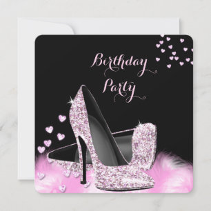 Invitation Jolies chaussures à talons hauts rose scintillant 