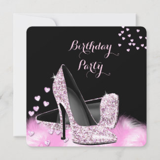 Invitation Jolies chaussures à talons hauts rose scintillant 