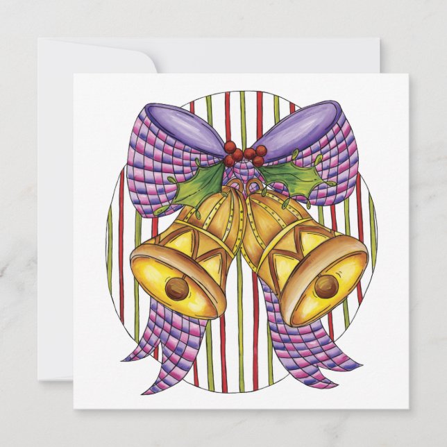 Invitation Jolies cloches de jingle de Noël avec ruban et bow (Devant)