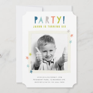Invitation Jolies Étoiles Colorées Fête d'anniversaire pour