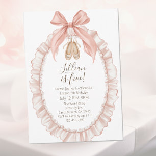 Invitation Jolies Filles de Ballet Rose Cinquième Anniversair