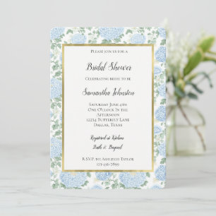 Invitation Jolies Fleurs Blanches Bleu Clair Lavage Nuptial