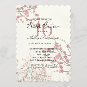 Invitation Jolies fleurs de cerisiers sur un blanc élégant