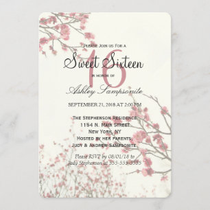Invitation Jolies fleurs de cerisiers sur un blanc élégant