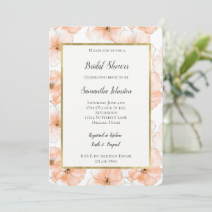 Invitation Jolies Fleurs de Pêche pour une Baby Shower de Mar