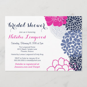 Invitation Jolies fleurs florales, bébé ou Fête des mariées
