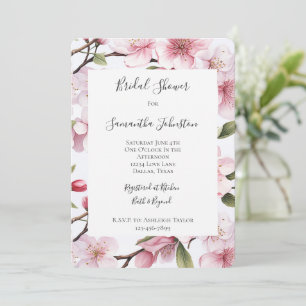 Invitation Jolies fleurs roses de cerisier en fleurs pour Bab