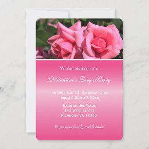 Invitation Jolies fleurs roses roses de la Saint-Valentin