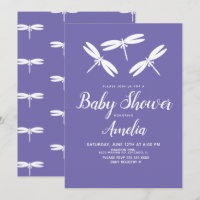 Jolies libellules Baby shower violet blanc