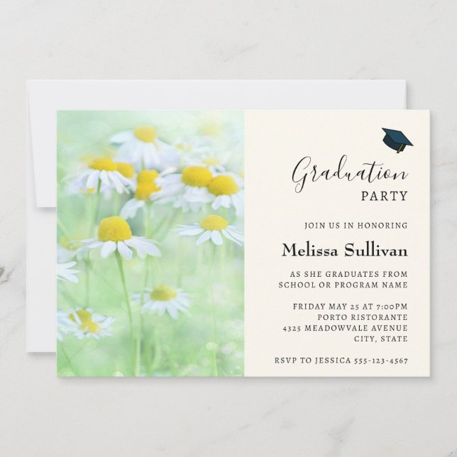 Invitation Jolies marguerites dans un champ de photographie (Devant)
