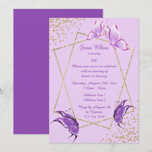 Invitation Jolies papillons, Parties scintillant & Confetti A