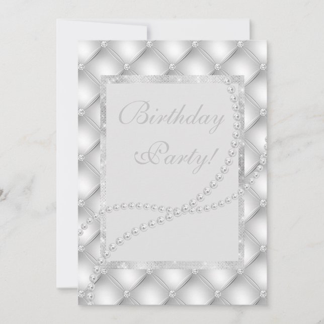 Invitation Jolies perles taches élégant anniversaire argent (Devant)