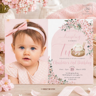 Invitation Jolies petites fleurs de cerisier pour le 2e anniv
