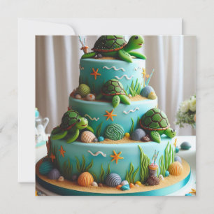 INVITATION JOLIES PETITES TORTUES ANNIVERSAIRE ENFANTS 