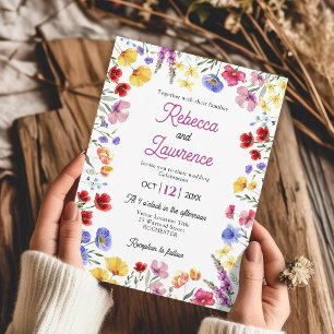 Invitation jolies prairies de fleurs sauvages botaniques mari