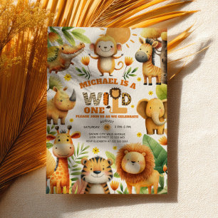 Invitation Jolis Animaux de Safari au ZOO pour un Premier Ann