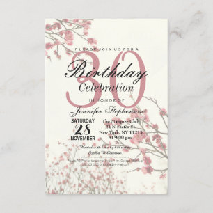 Invitation Jolis arbres de fleurs de cerisier sur le blanc