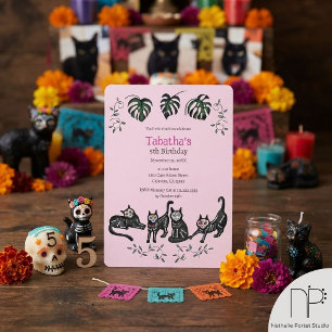 Invitation Jolis chats calavera pour l'anniversaire des enfan