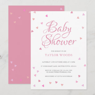 Invitation Jolis cœurs roses pour une Baby Shower / Sprinkles