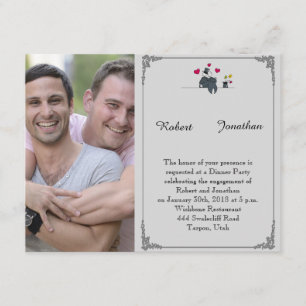 Invitation Jolis deux mariés dessin animé mariage gay fiançai