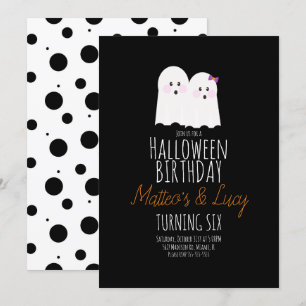 Invitation Jolis jumeaux fantômes Halloween anniversaire enfa