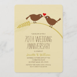 Invitation Jolis Oiseaux de l'Amour de Campagne 70e Anniversa
